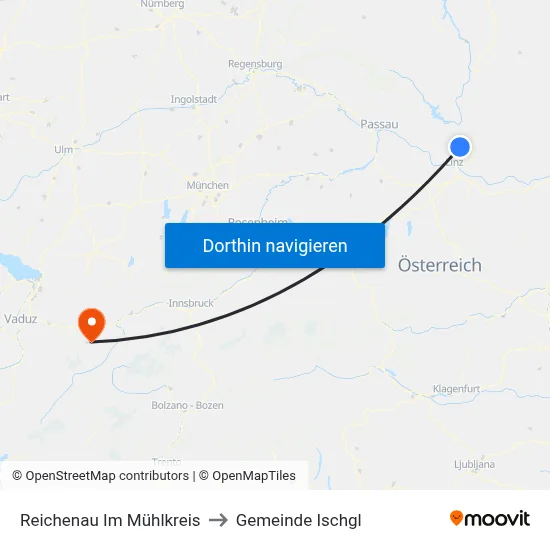 Reichenau Im Mühlkreis to Gemeinde Ischgl map