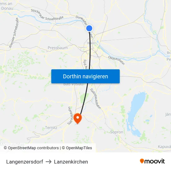 Langenzersdorf to Lanzenkirchen map