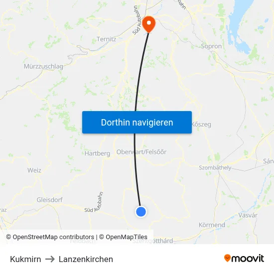 Kukmirn to Lanzenkirchen map