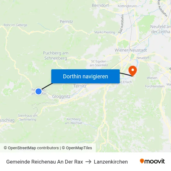Gemeinde Reichenau An Der Rax to Lanzenkirchen map