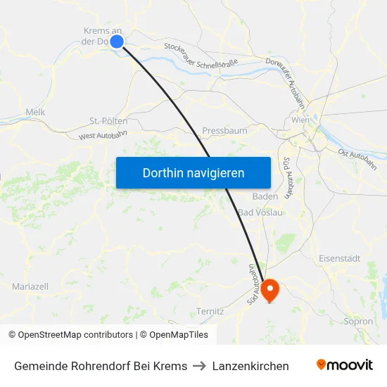 Gemeinde Rohrendorf Bei Krems to Lanzenkirchen map