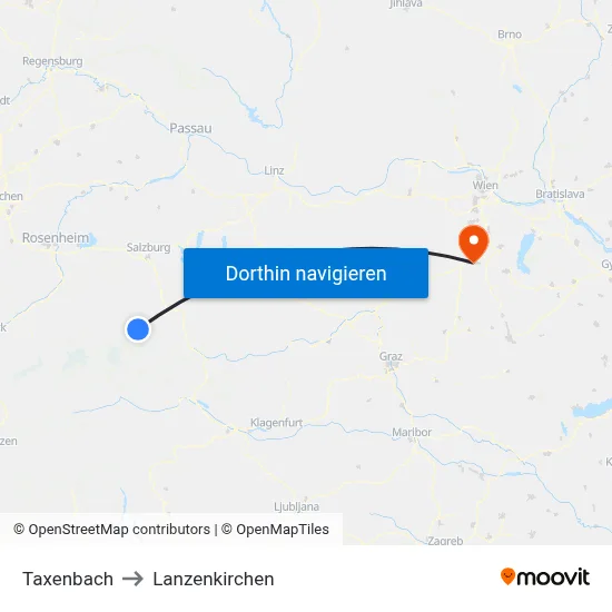 Taxenbach to Lanzenkirchen map