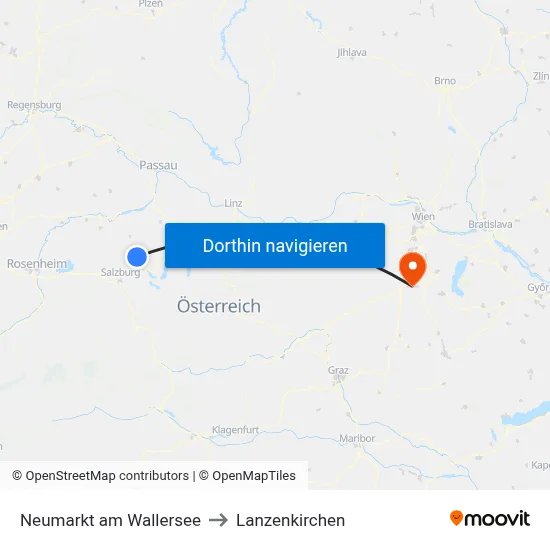 Neumarkt am Wallersee to Lanzenkirchen map