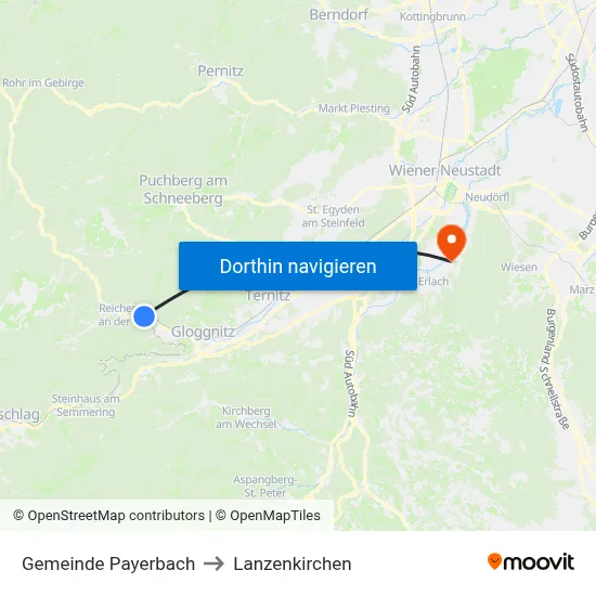 Gemeinde Payerbach to Lanzenkirchen map