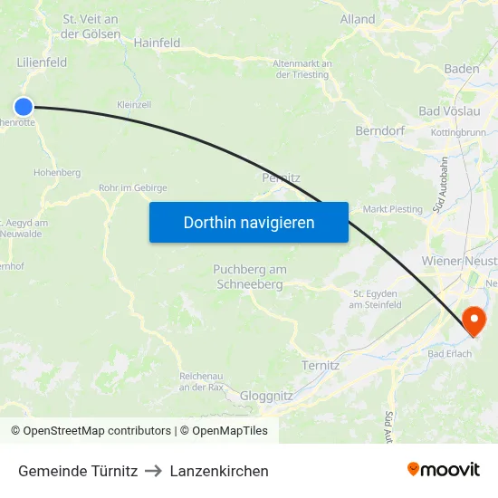 Gemeinde Türnitz to Lanzenkirchen map