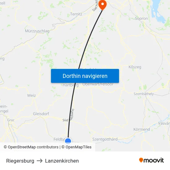 Riegersburg to Lanzenkirchen map