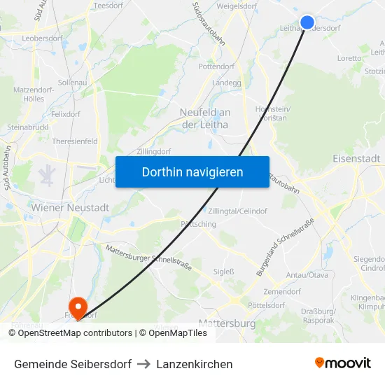Gemeinde Seibersdorf to Lanzenkirchen map