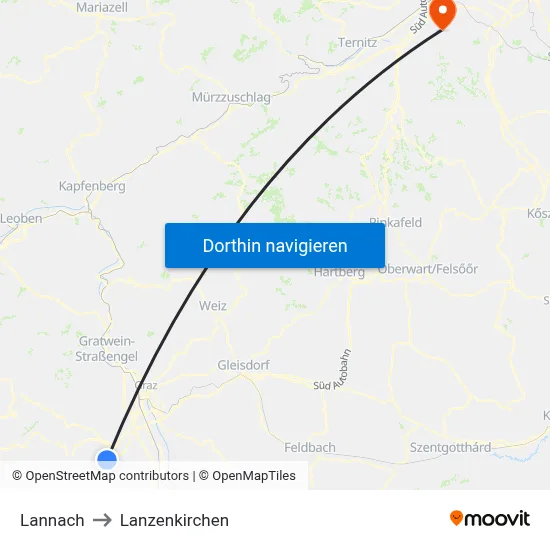 Lannach to Lanzenkirchen map