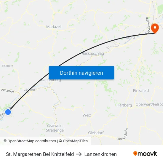 St. Margarethen Bei Knittelfeld to Lanzenkirchen map