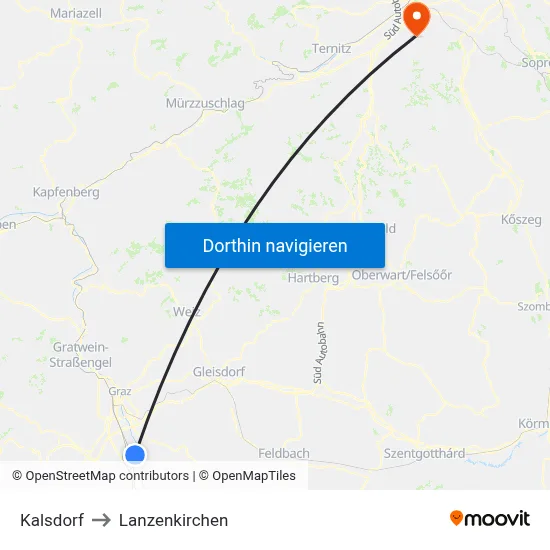 Kalsdorf to Lanzenkirchen map