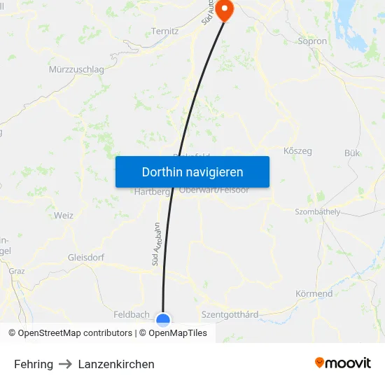 Fehring to Lanzenkirchen map