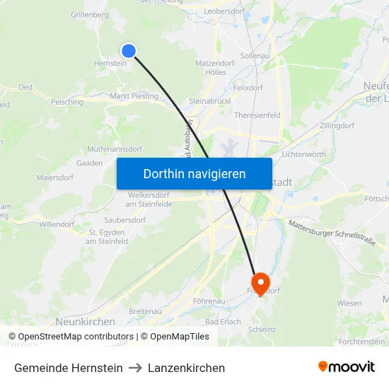 Gemeinde Hernstein to Lanzenkirchen map