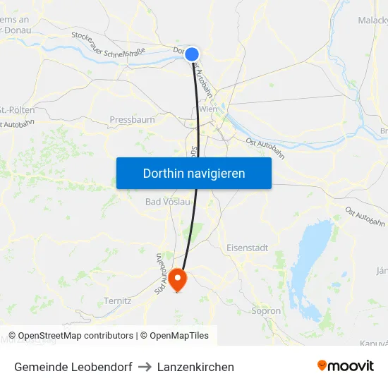 Gemeinde Leobendorf to Lanzenkirchen map