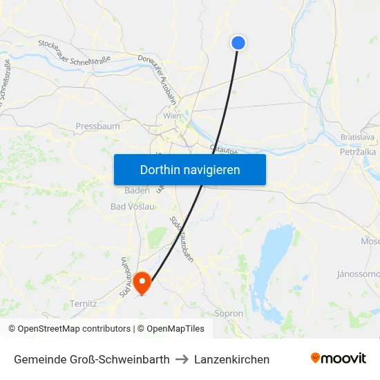 Gemeinde Groß-Schweinbarth to Lanzenkirchen map