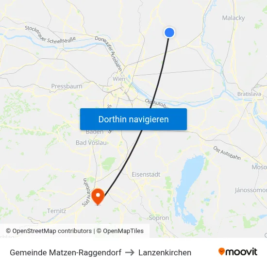 Gemeinde Matzen-Raggendorf to Lanzenkirchen map