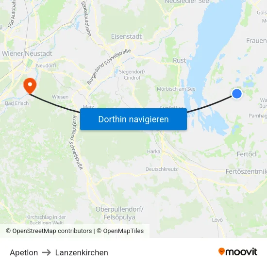 Apetlon to Lanzenkirchen map