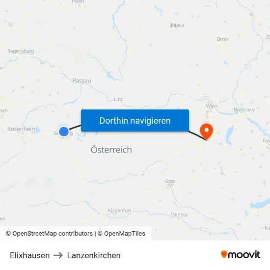 Elixhausen to Lanzenkirchen map