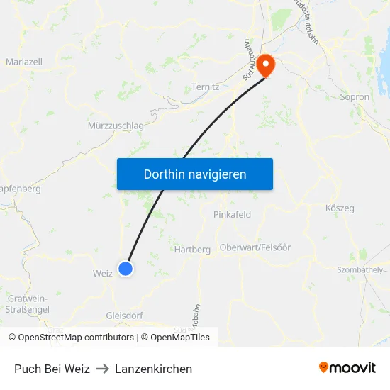 Puch Bei Weiz to Lanzenkirchen map