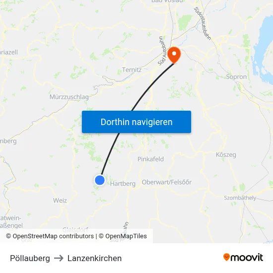 Pöllauberg to Lanzenkirchen map