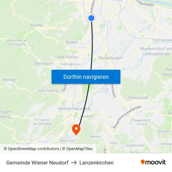 Gemeinde Wiener Neudorf to Lanzenkirchen map