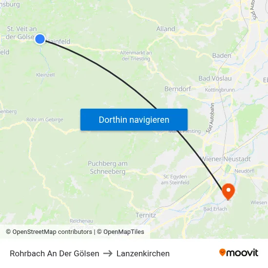 Rohrbach An Der Gölsen to Lanzenkirchen map