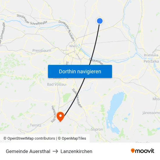 Gemeinde Auersthal to Lanzenkirchen map