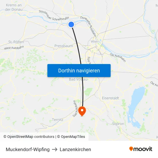 Muckendorf-Wipfing to Lanzenkirchen map