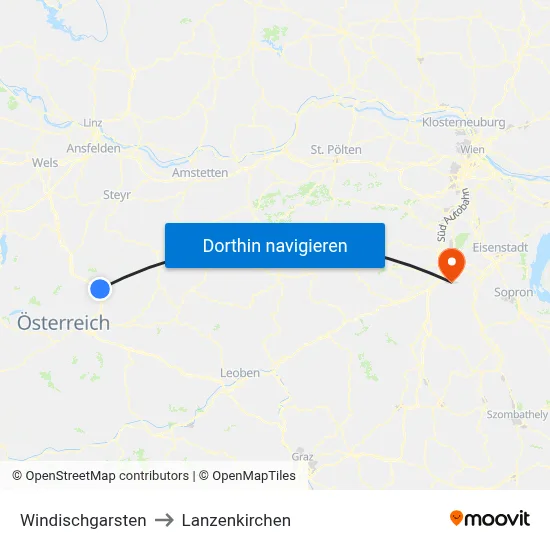 Windischgarsten to Lanzenkirchen map