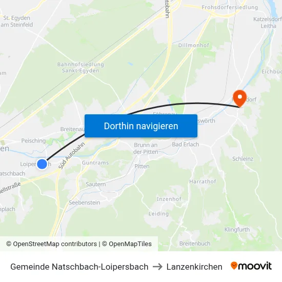 Gemeinde Natschbach-Loipersbach to Lanzenkirchen map