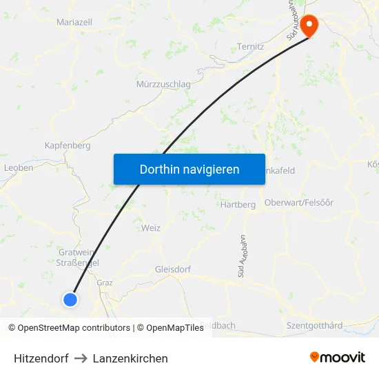 Hitzendorf to Lanzenkirchen map