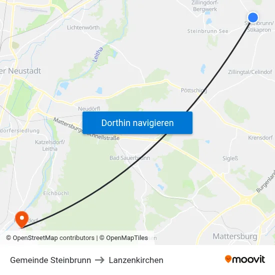 Gemeinde Steinbrunn to Lanzenkirchen map