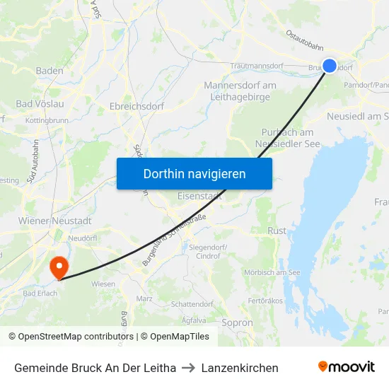 Gemeinde Bruck An Der Leitha to Lanzenkirchen map