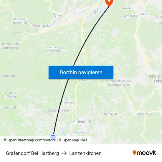Grafendorf Bei Hartberg to Lanzenkirchen map