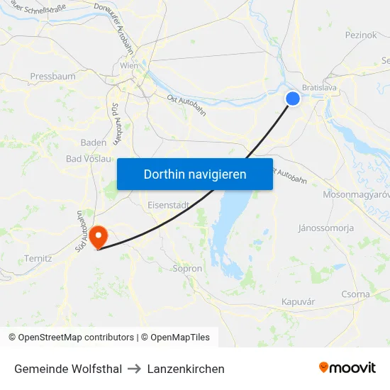 Gemeinde Wolfsthal to Lanzenkirchen map