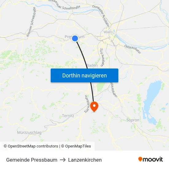 Gemeinde Pressbaum to Lanzenkirchen map