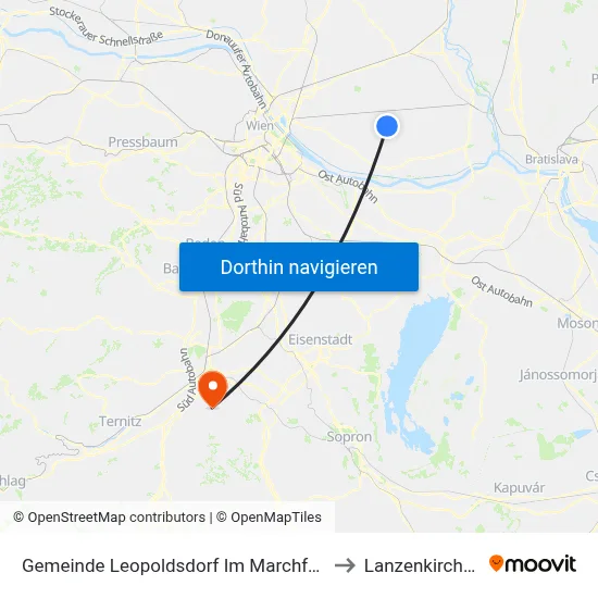 Gemeinde Leopoldsdorf Im Marchfeld to Lanzenkirchen map
