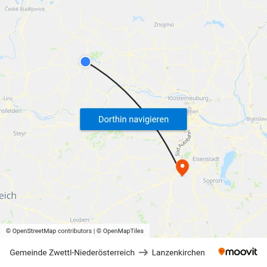 Gemeinde Zwettl-Niederösterreich to Lanzenkirchen map