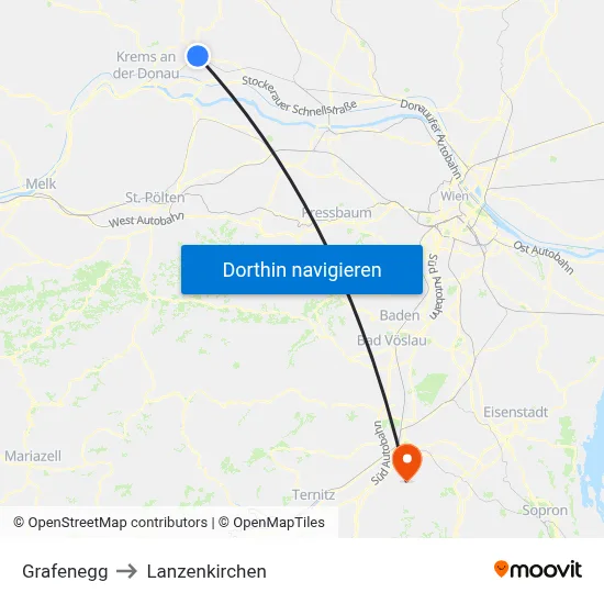 Grafenegg to Lanzenkirchen map