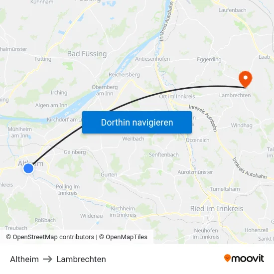 Altheim to Lambrechten map