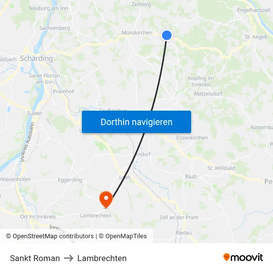 Sankt Roman to Lambrechten map