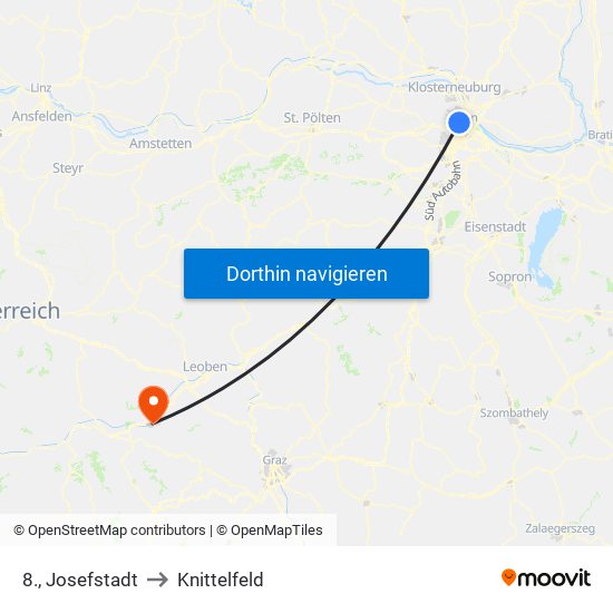 8., Josefstadt to Knittelfeld map