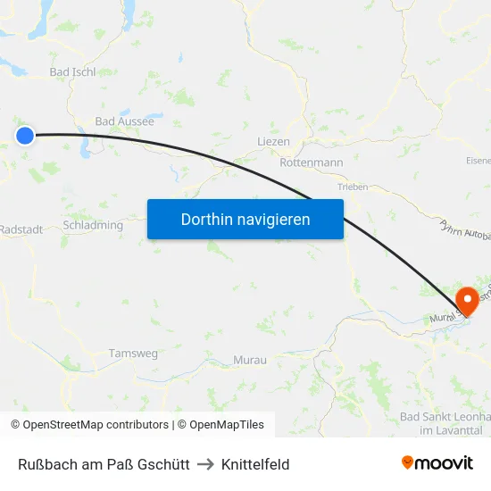 Rußbach am Paß Gschütt to Knittelfeld map