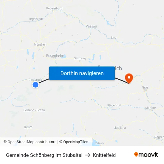 Gemeinde Schönberg Im Stubaital to Knittelfeld map
