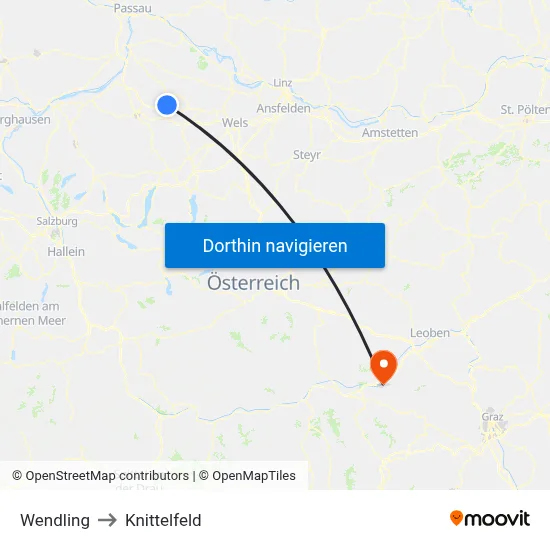 Wendling to Knittelfeld map