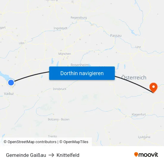 Gemeinde Gaißau to Knittelfeld map