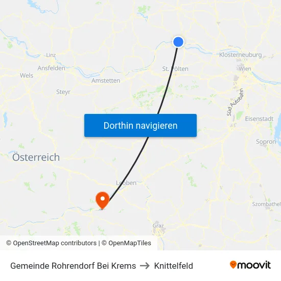 Gemeinde Rohrendorf Bei Krems to Knittelfeld map