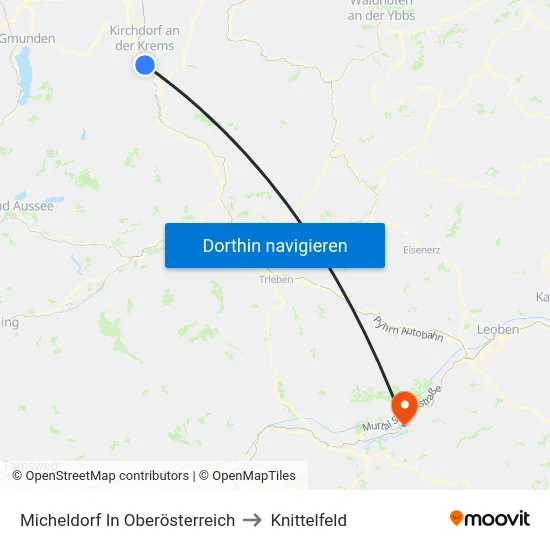 Micheldorf In Oberösterreich to Knittelfeld map