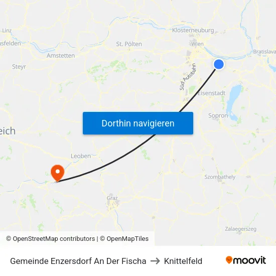 Gemeinde Enzersdorf An Der Fischa to Knittelfeld map