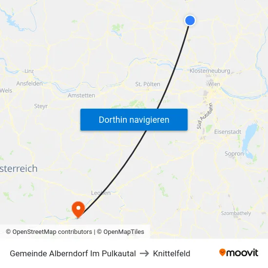 Gemeinde Alberndorf Im Pulkautal to Knittelfeld map