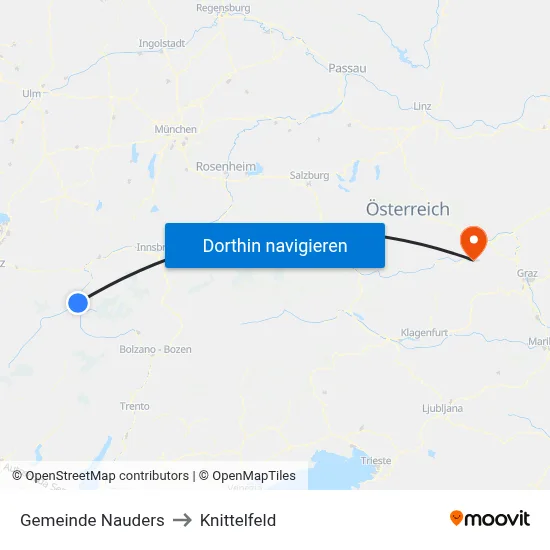 Gemeinde Nauders to Knittelfeld map
